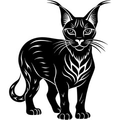 Obraz premium Stylized caracal silhouette with abstract color accents