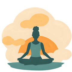 silhouette of a woman meditating in lotus position
