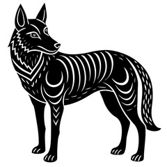 Obraz premium Abstract dingo silhouette black design on white background