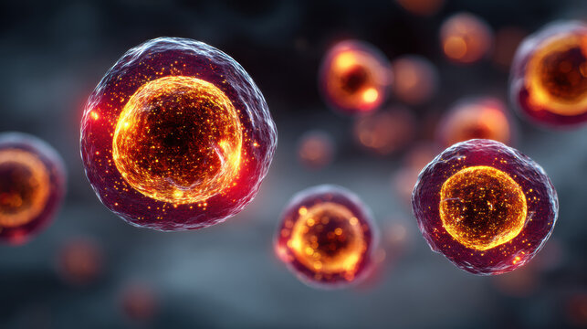 Detailed scientific visualization of cells and tissues showing microscopic biological structures in vibrant colors for research, education, and medical applications