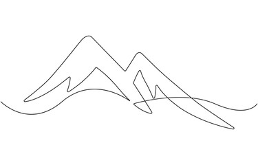 Minimalist mountain continuous one line drawing vector illustration.