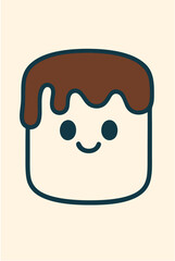Smiling Marshmallow with Chocolate Topping Illustration