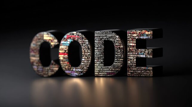 A black and white image of a computer code text on a black background.