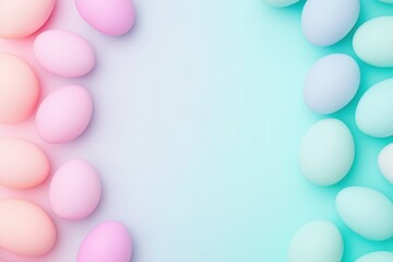 Pastel colored eggs on a soft gradient background, ideal for spring celebrations, easter themes, and seasonal decor ideas
