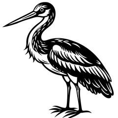 Obraz premium Elegant black stork silhouette on white background design