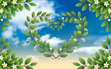 A bright and fresh theme featuring natural elements like leaves, flowers, or blue skies.