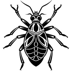 Abstract black aphid design on white background