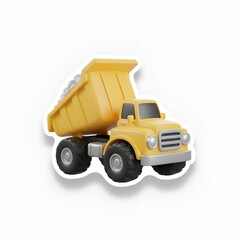 Naklejka premium 3D yellow dump truck unloading isolated on white background