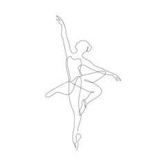 Ballerina One Line Drawing Dance Pose