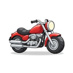 Obraz premium 3D red motorcycle side view isolated on white background
