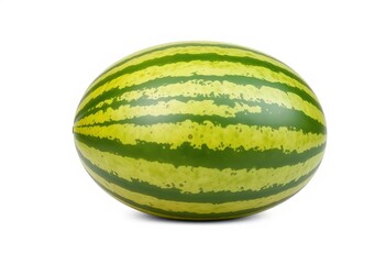 A whole, ripe watermelon isolated on pure white background, ripe, sweet