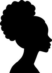 Woman Head Black and White Vector Silhouette. Beautiful Girl Fashionable Haircut style. Simple Elegant Woman Silhouette Icon Isolated. Vector illustration