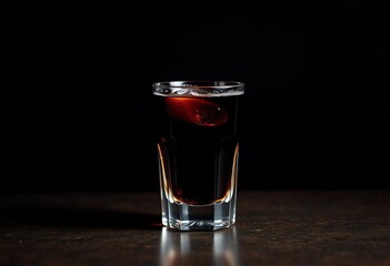 A black russian cocktail in a rocks glass on a dark background, mixology, still life