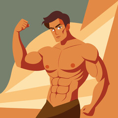 illustration of a muscular bodybuilder