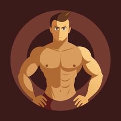 Fototapeta premium illustration of a man lifting weights in the gym