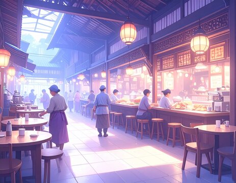 Elderly owners serve coffee in a nostalgic Malaysian kopitiam as customers chat and read newspapers in the warm wooden interior.