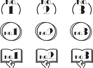 Numbering Icon Set (monochrome) – 番号付きアイコン セット(モノクロ)