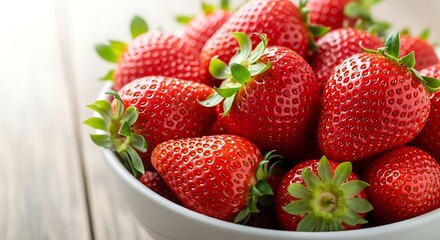Fresh Strawberries in a White Bowl