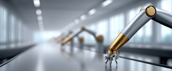 Automated robotic arms in a modern facility