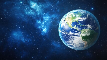 Obraz premium continent. Vibrant Earth globe floating in space, showcasing continents with atmospheric lighting. ESG reports, sustainability campaigns, designed for environmental awareness campaigns.