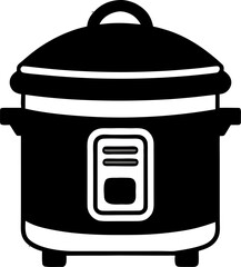 Rice cooker vector black and white icon , white background 