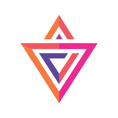 Geometric Triangle Logo with Gradient Colors White Background