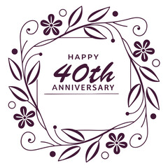  typography-on--anniversary- with floral design pro vector