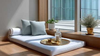 Fototapeta premium Relaxing spa nook with window view