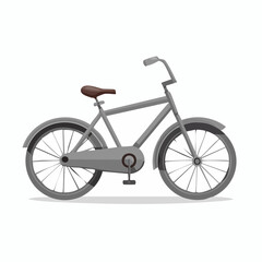 Fototapeta premium Classic gray city bicycle vector illustration, a simple two-wheeled vehicle icon isolated on a transparent background for easy design use