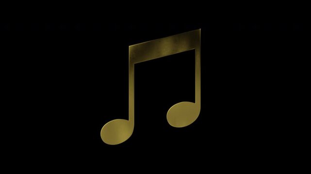 Realistic golden Musical note, serif, alpha channel


