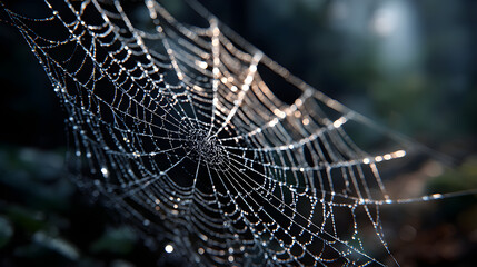 Spiderweb radial lines, HDR exposure control, symmetry geometry, matte translucent fibers