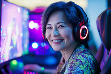 Gamer Immersed in Video Game with Headphones Highlighting Esports and Online Gaming Competition Generative AI
