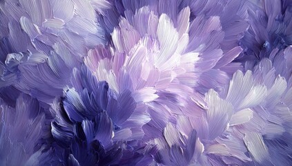 Abstract painterly floral texture in shades of purple and white.