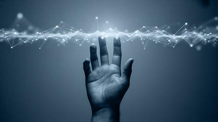 Digital hand reaching globally for connection and innovative future technology