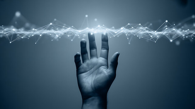 Digital hand reaching globally for connection and innovative future technology