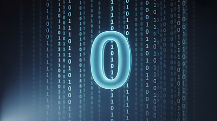 Bright blue digital binary code on a dark background creates a glowing technology vector illustration suitable for a business web design concept