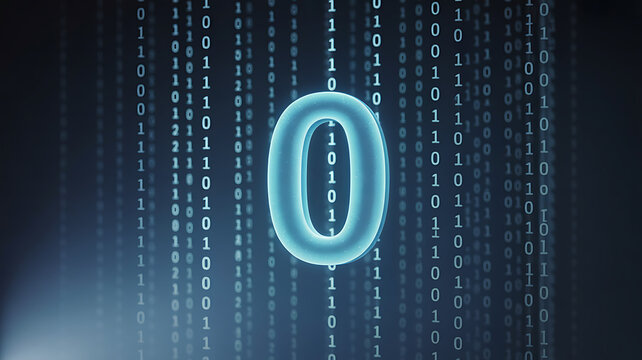 Bright blue digital binary code on a dark background creates a glowing technology vector illustration suitable for a business web design concept