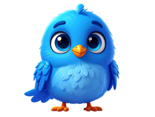  Flying Blue Bird with Outstretched Wings, Dynamic Mid-Air Pose, Minimal Isolated Style