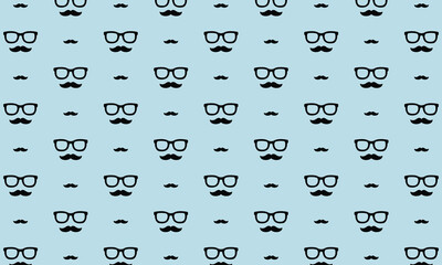 Vector Father's Day Glasses And Mustache Pattern Background For Backdrop Wallpaper