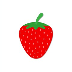 Simple Illustration of a Red Strawberry with Green Leaves