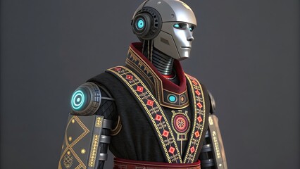 An artificial intelligent Robot wearing traditional dress