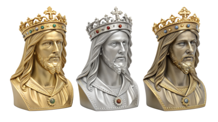 Luxury Jesus Figures PNG Set – Elegant Gold, Silver & Gemstone Religious Statues High Resolution