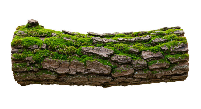 A log of wood covered in vibrant green moss for natural decoration purposes