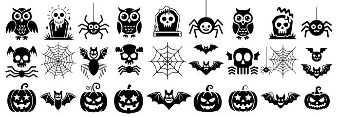 halloween solid icon set vector