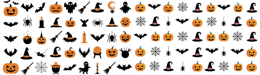 halloween silhouettes vector set
