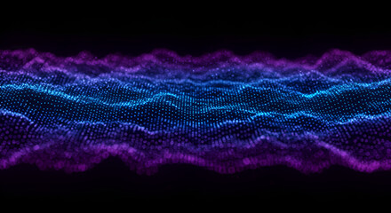Abstract digital wave background with flowing particles and vibrant gradient colors