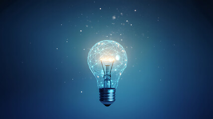 Glowing lightbulb on a dark background symbolizing innovation, creativity, and electric power