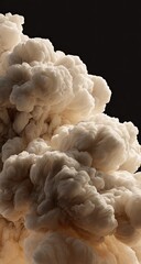 Abstract beige smoke cloud on black background