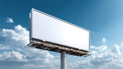 Fototapeta premium Blank Billboard Against a Cloudy Sky for Outdoor Advertising, Marketing Campaigns and Promotional Mockups