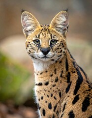 Close-up portrait of a serval cat